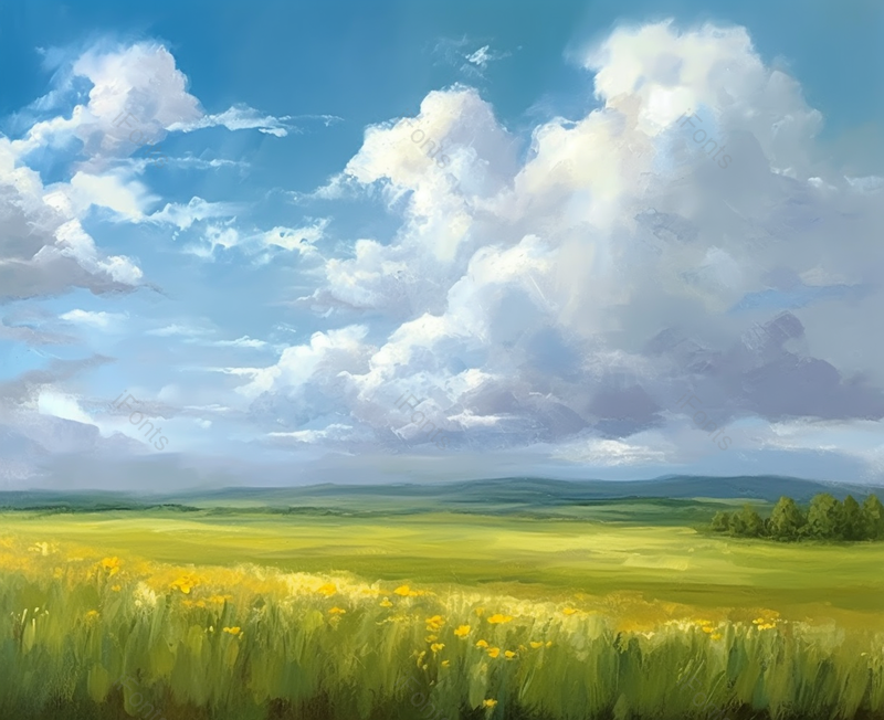 天空下绿油油的草地背景,插画/手绘图,插画/手绘图库,插画/手绘图下载,插画/手绘